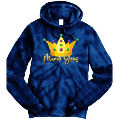 Mardi Gras Crown Celebration Tie Dye Hoodie