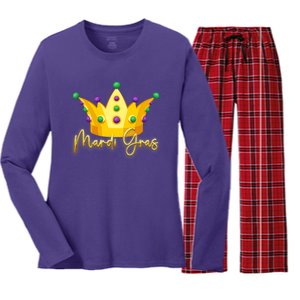 Mardi Gras Crown Celebration Women's Long Sleeve Flannel Pajama Set 