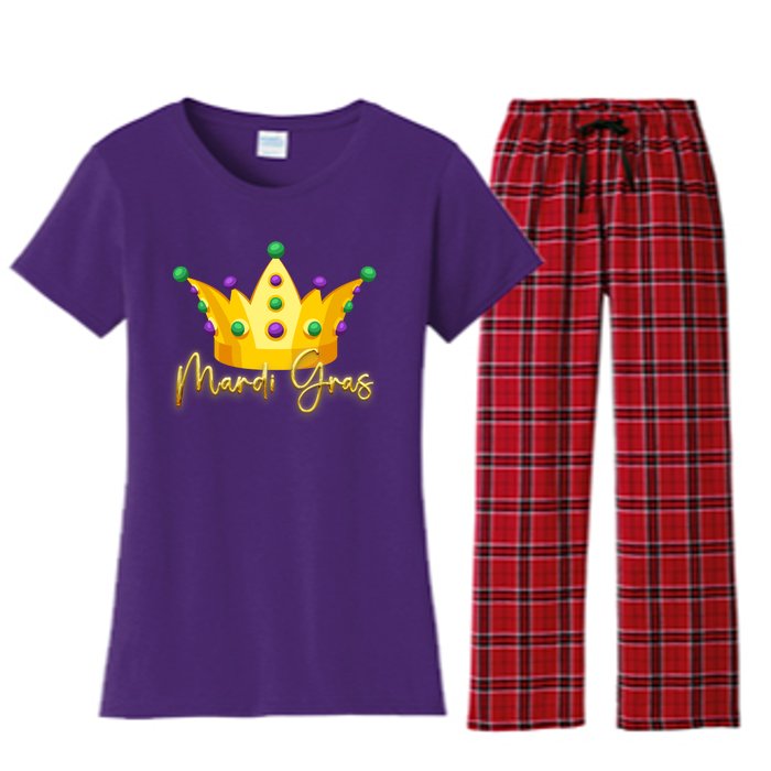 Mardi Gras Crown Celebration Women's Flannel Pajama Set