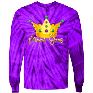 Mardi Gras Crown Celebration Tie-Dye Long Sleeve Shirt