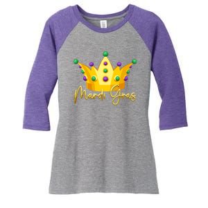 Mardi Gras Crown Celebration Women's Tri-Blend 3/4-Sleeve Raglan Shirt