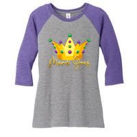 Mardi Gras Crown Celebration Women's Tri-Blend 3/4-Sleeve Raglan Shirt