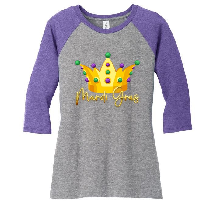 Mardi Gras Crown Celebration Women's Tri-Blend 3/4-Sleeve Raglan Shirt