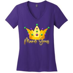 Mardi Gras Crown Celebration Women's V-Neck T-Shirt