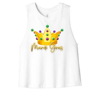 Mardi Gras Crown Celebration Women's Racerback Cropped Tank