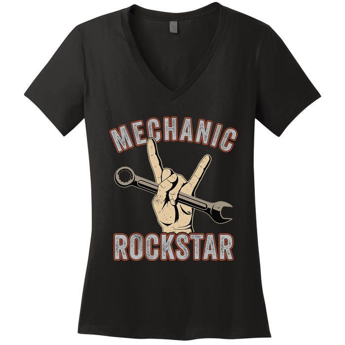 Mechanic Garage Car Enthusiast Man Cave Design for Garage Women's V-Neck T-Shirt