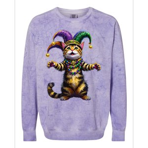 Meowdy Gras Cat Kitten Beads Mask Colorful Mardi Gras Party Colorblast Crewneck Sweatshirt