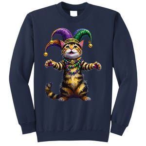 Meowdy Gras Cat Kitten Beads Mask Colorful Mardi Gras Party Sweatshirt