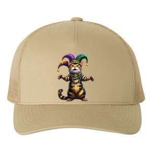 Meowdy Gras Cat Kitten Beads Mask Colorful Mardi Gras Party Yupoong Adult 5-Panel Trucker Hat