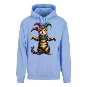 Meowdy Gras Cat Kitten Beads Mask Colorful Mardi Gras Party Unisex Surf Hoodie