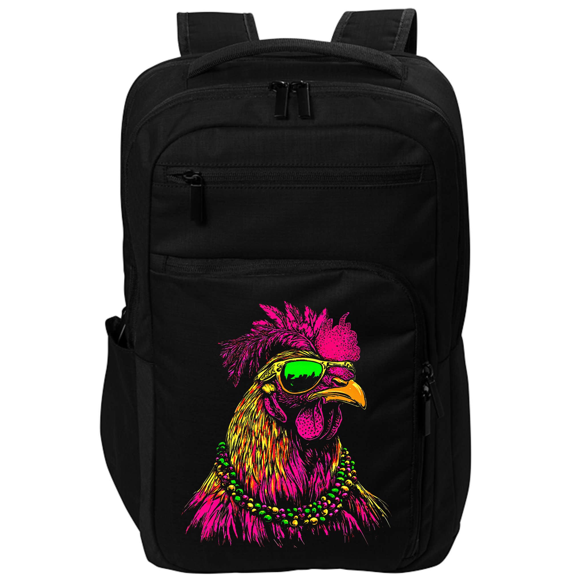 Mardi Gras Chicken Sunglasses Beads Farmer New Orleans Party Impact Tech Backpack