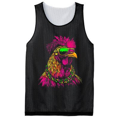 Mardi Gras Chicken Sunglasses Beads Farmer New Orleans Party Mesh Reversible Basketball Jersey Tank