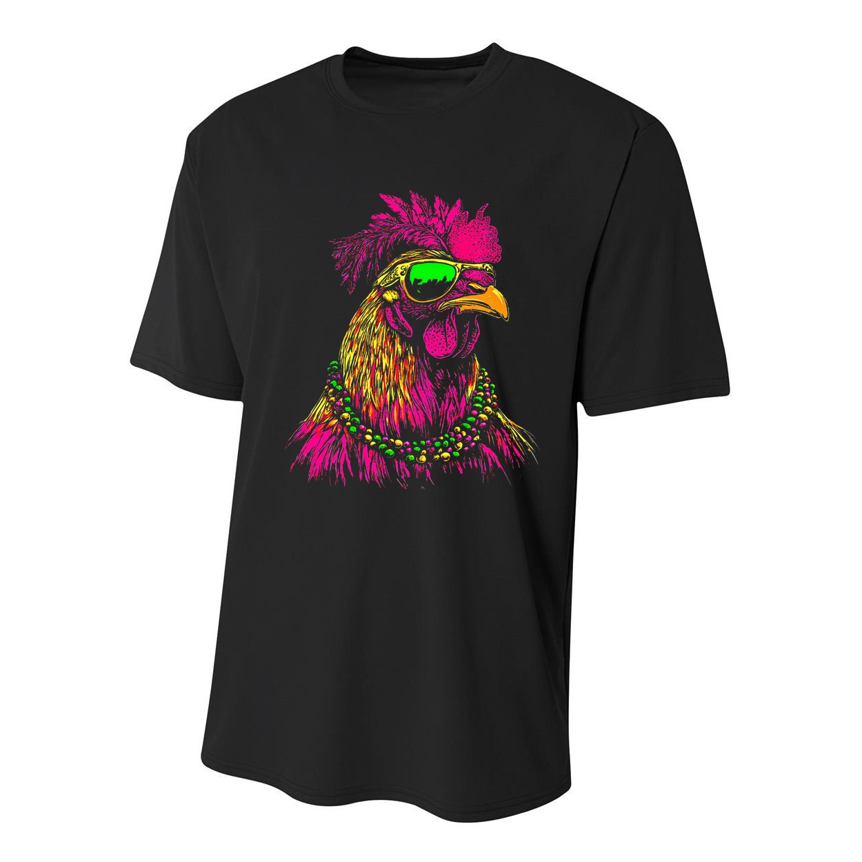 Mardi Gras Chicken Sunglasses Beads Farmer New Orleans Party Youth Performance Sprint T-Shirt