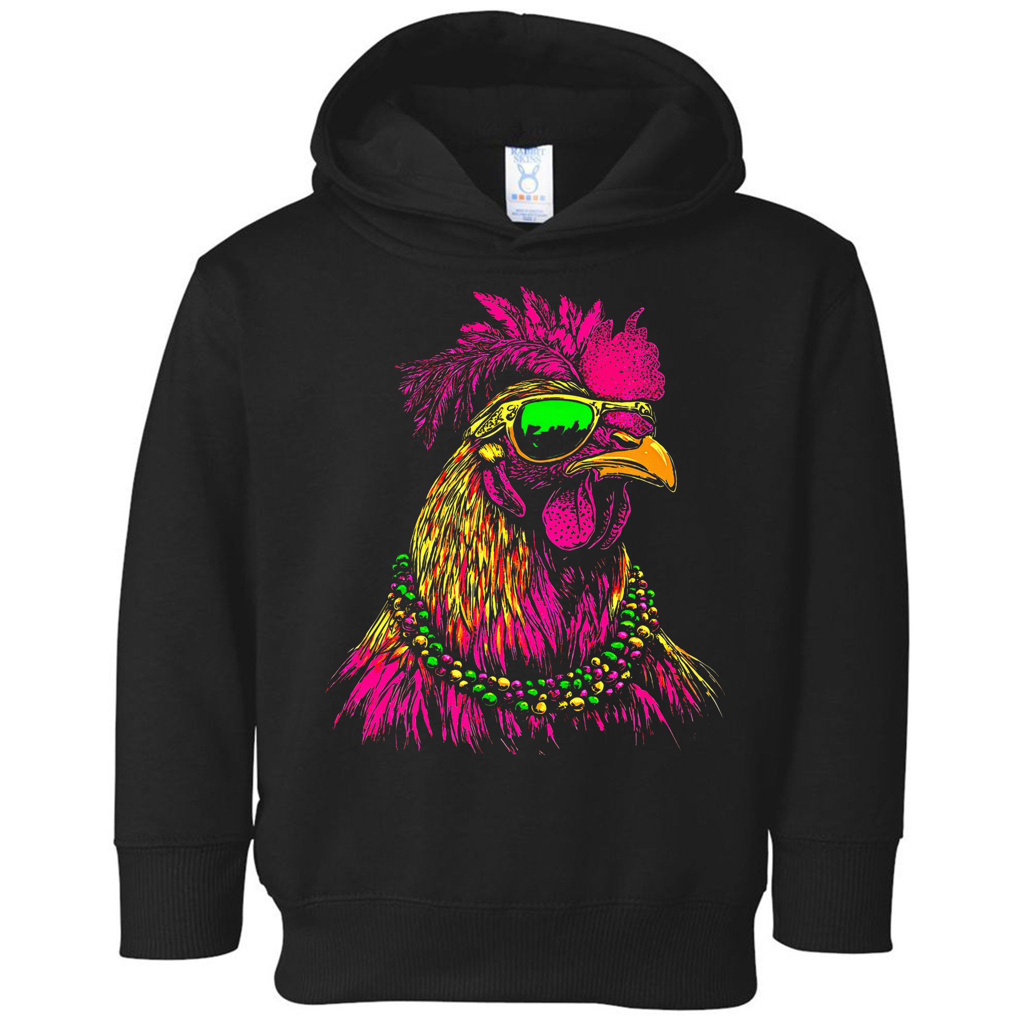 Mardi Gras Chicken Sunglasses Beads Farmer New Orleans Party Toddler Hoodie