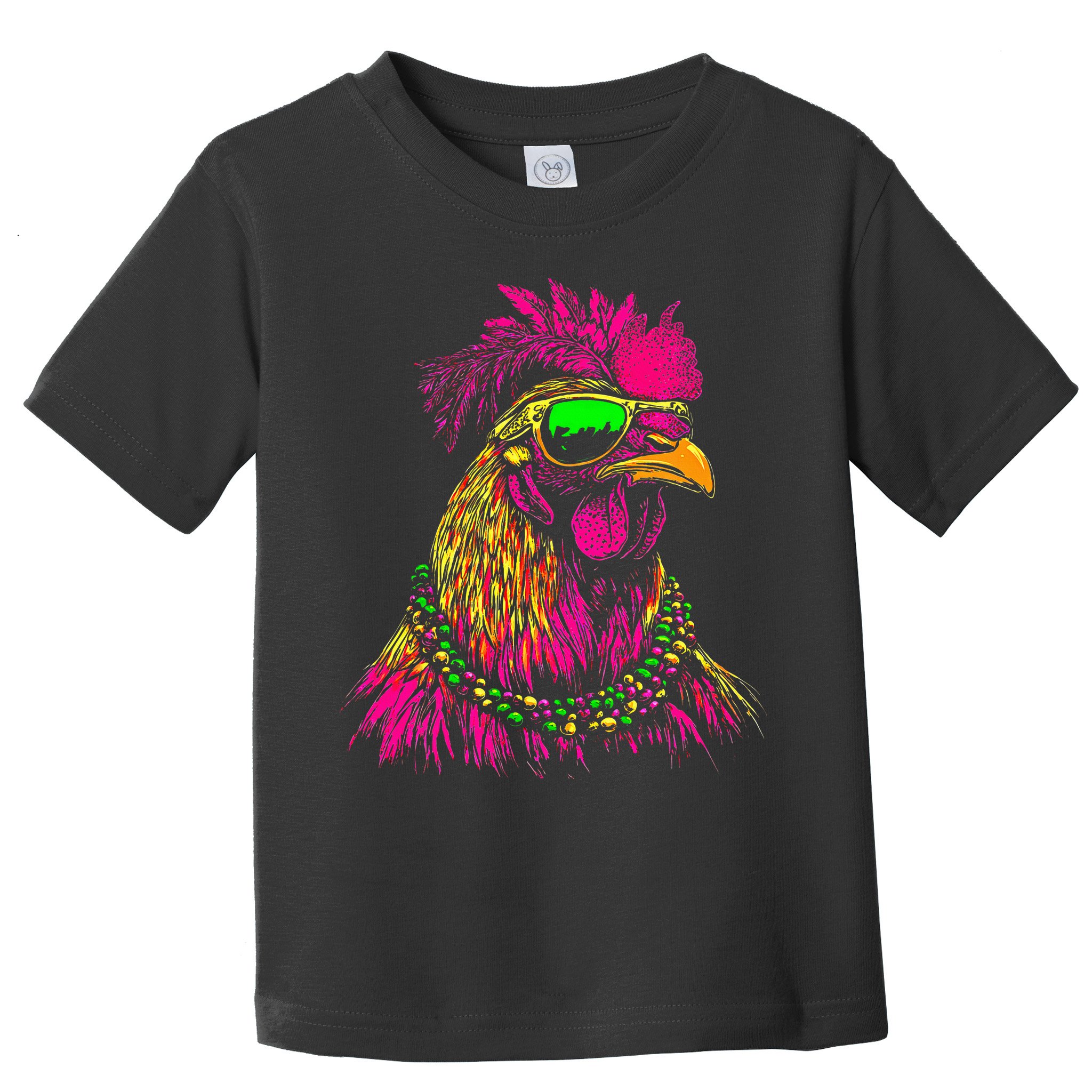 Mardi Gras Chicken Sunglasses Beads Farmer New Orleans Party Toddler T-Shirt