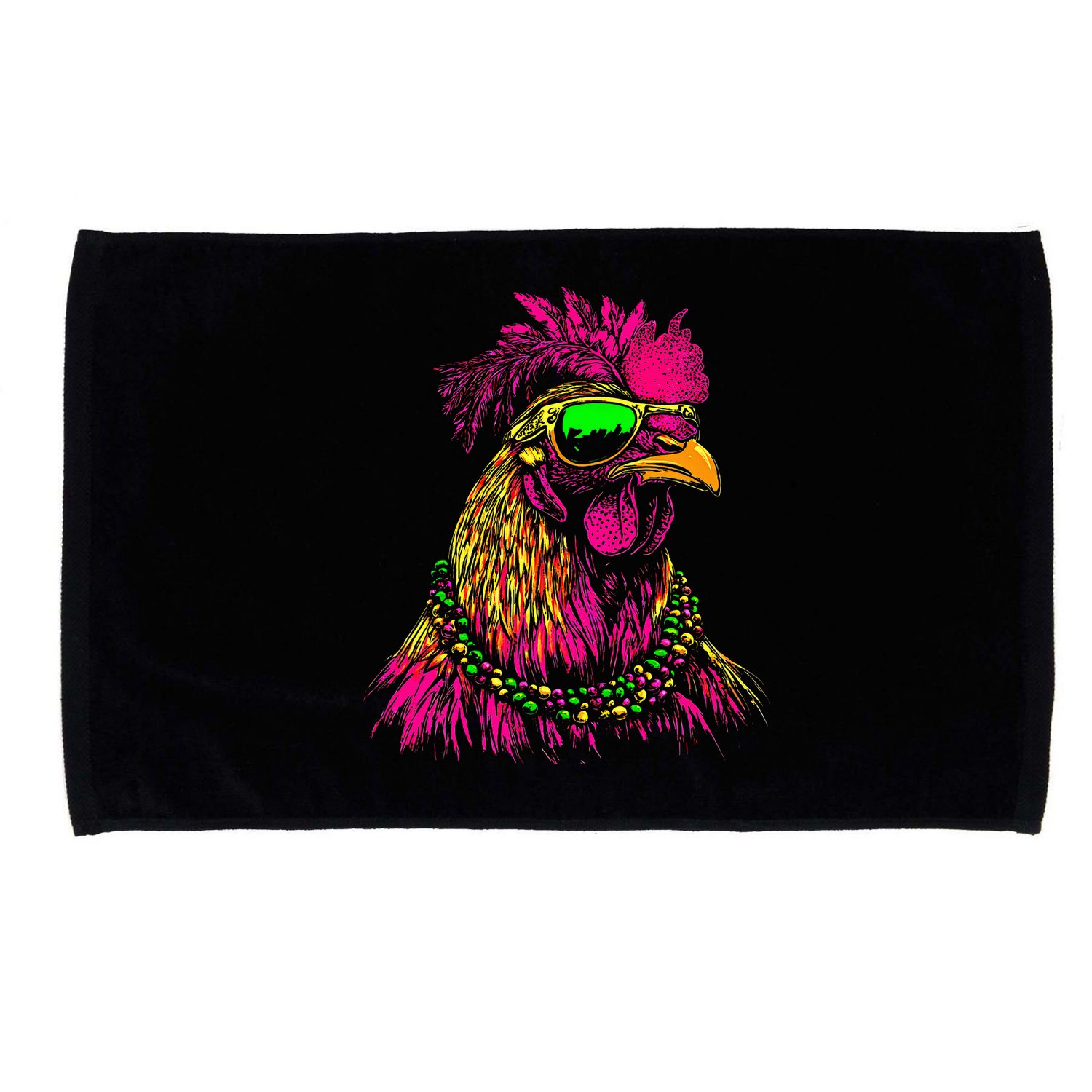 Mardi Gras Chicken Sunglasses Beads Farmer New Orleans Party Microfiber Hand Towel
