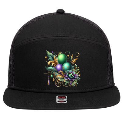 Mardi Gras Celebration 7 Panel Mesh Trucker Snapback Hat