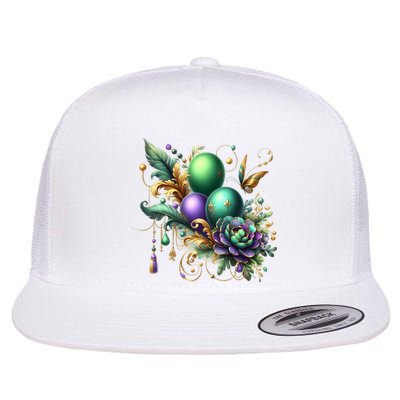 Mardi Gras Celebration Flat Bill Trucker Hat