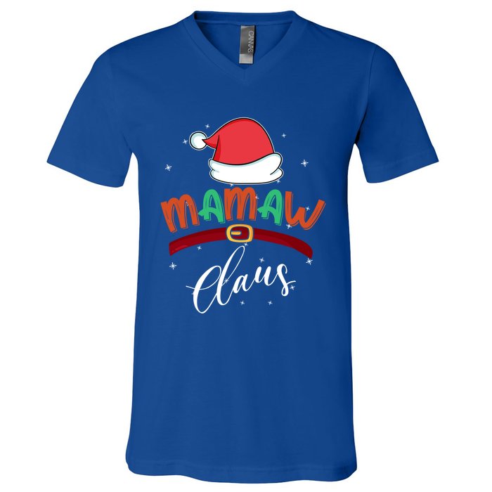 Mamaw Grandma Claus Santa Christmas Family Matching Cute Gift V-Neck T-Shirt