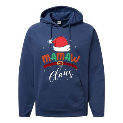 Mamaw Grandma Claus Santa Christmas Family Matching Cute Gift Performance Fleece Hoodie