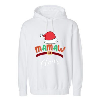 Mamaw Grandma Claus Santa Christmas Family Matching Cute Gift Garment-Dyed Fleece Hoodie