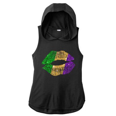 Mardi Gras Carnival Costume Lips Meaningful Gift Ladies PosiCharge Tri-Blend Wicking Draft Hoodie Tank