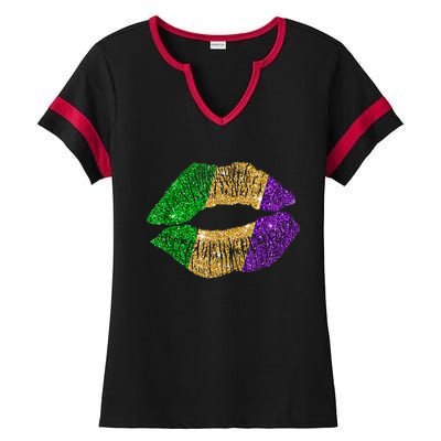 Mardi Gras Carnival Costume Lips Meaningful Gift Ladies Halftime Notch Neck Tee