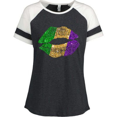 Mardi Gras Carnival Costume Lips Meaningful Gift Enza Ladies Jersey Colorblock Tee