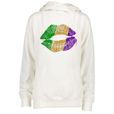 Mardi Gras Carnival Costume Lips Meaningful Gift Womens Funnel Neck Pullover Hood