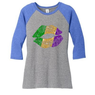 Mardi Gras Carnival Costume Lips Meaningful Gift Women's Tri-Blend 3/4-Sleeve Raglan Shirt