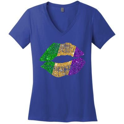 Mardi Gras Carnival Costume Lips Meaningful Gift Women's V-Neck T-Shirt