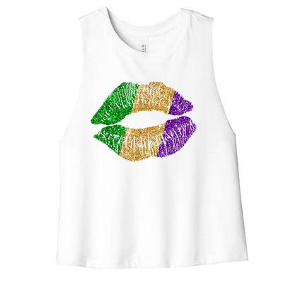 Mardi Gras Carnival Costume Lips Meaningful Gift Women's Racerback Cropped Tank