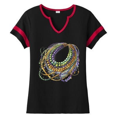 Mardi Gras Celebration Ladies Halftime Notch Neck Tee