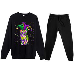 Mardi Gras Cat Mask Funny Carnival Parade Party Cat Lovers Gift Premium Crewneck Sweatsuit Set