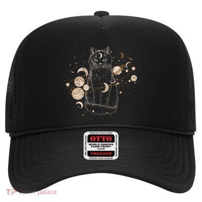 Magical Galaxy Cat High Crown Mesh Back Trucker Hat