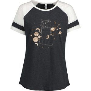 Magical Galaxy Cat Enza Ladies Jersey Colorblock Tee