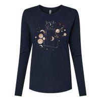 Magical Galaxy Cat Womens Cotton Relaxed Long Sleeve T-Shirt