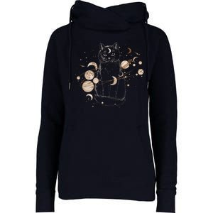 Magical Galaxy Cat Womens Funnel Neck Pullover Hood