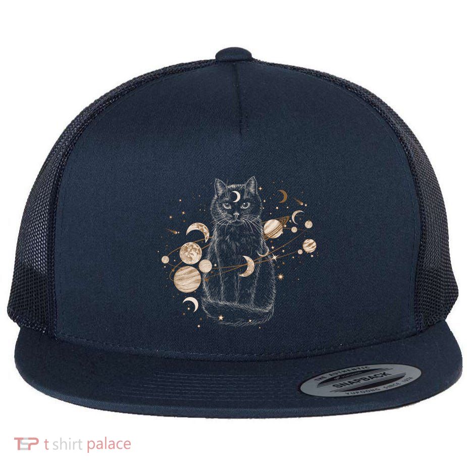 Magical Galaxy Cat Flat Bill Trucker Hat