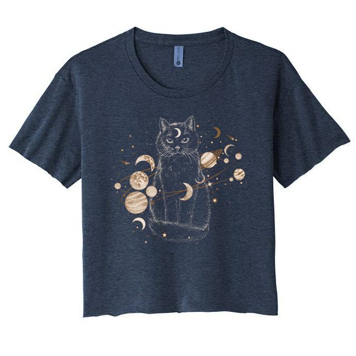 Magical Galaxy Cat Women's Crop Top Tee