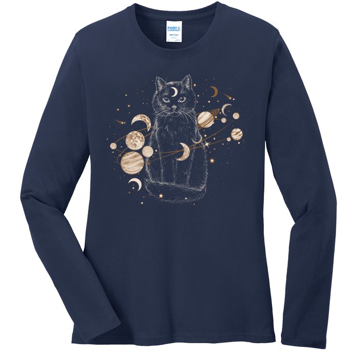 Magical Galaxy Cat Ladies Long Sleeve Shirt