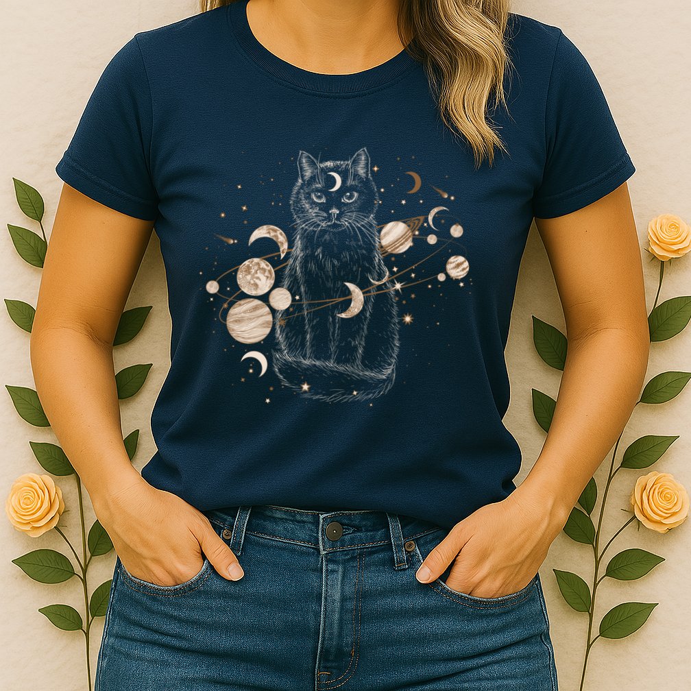 Magical Galaxy Cat Womens T-Shirt