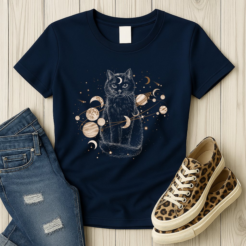 Magical Galaxy Cat Womens T-Shirt