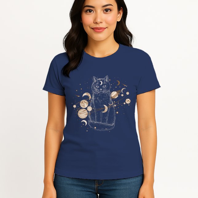 Magical Galaxy Cat Womens T-Shirt