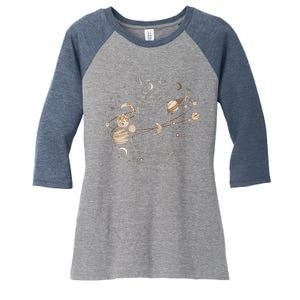 Magical Galaxy Cat Women's Tri-Blend 3/4-Sleeve Raglan Shirt