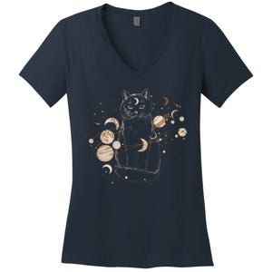 Magical Galaxy Cat Women's V-Neck T-Shirt