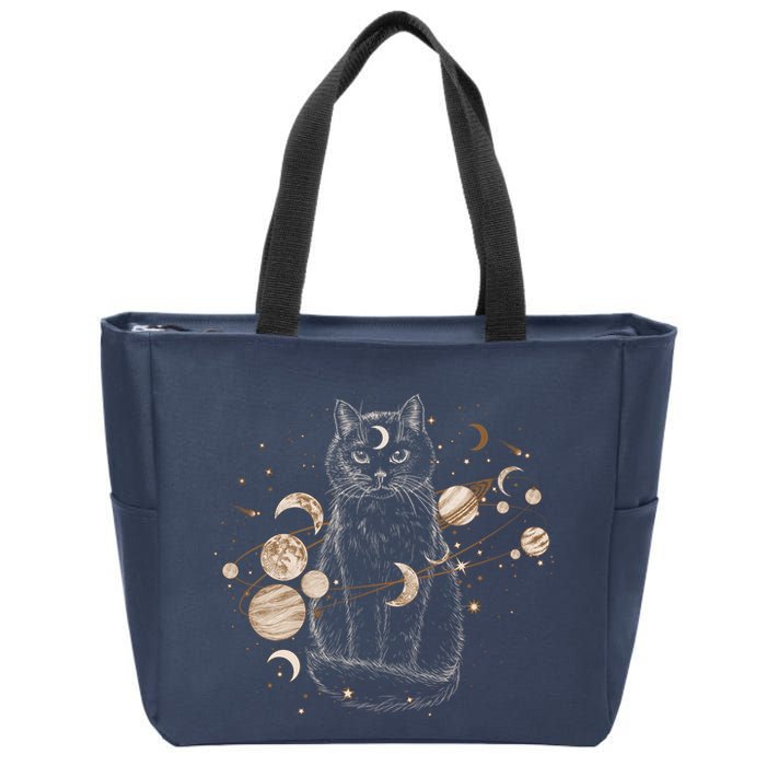 Magical Galaxy Cat Zip Tote Bag