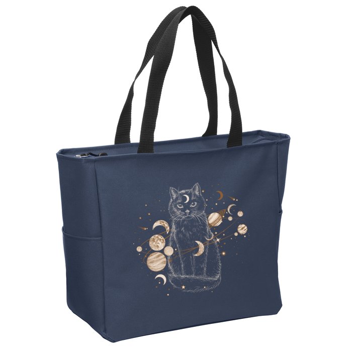 Magical Galaxy Cat Zip Tote Bag