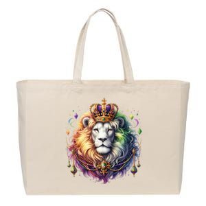 Mardi Gras Celebration Lion Cotton Canvas Jumbo Tote