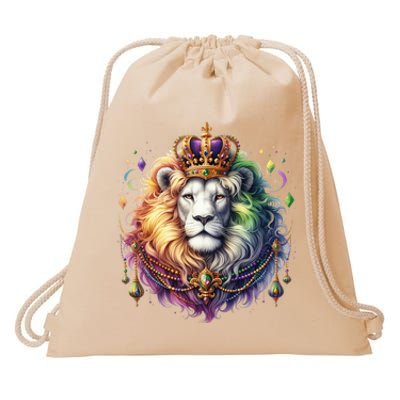 Mardi Gras Celebration Lion Drawstring Bag